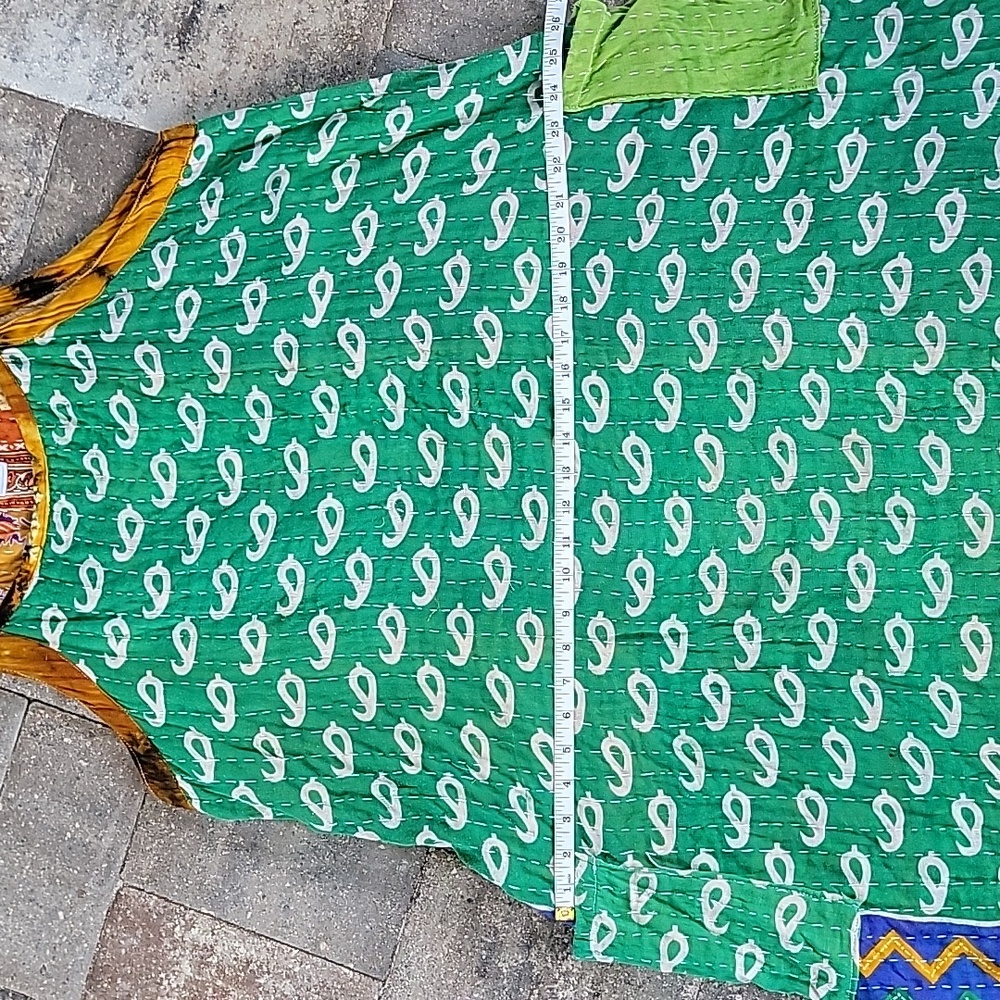 Kantha Cotton Tie-Shoulder Dress OS Can Be Reversed - Picture 8 of 9